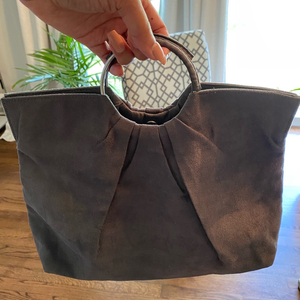 Gray Faux Suede Purse